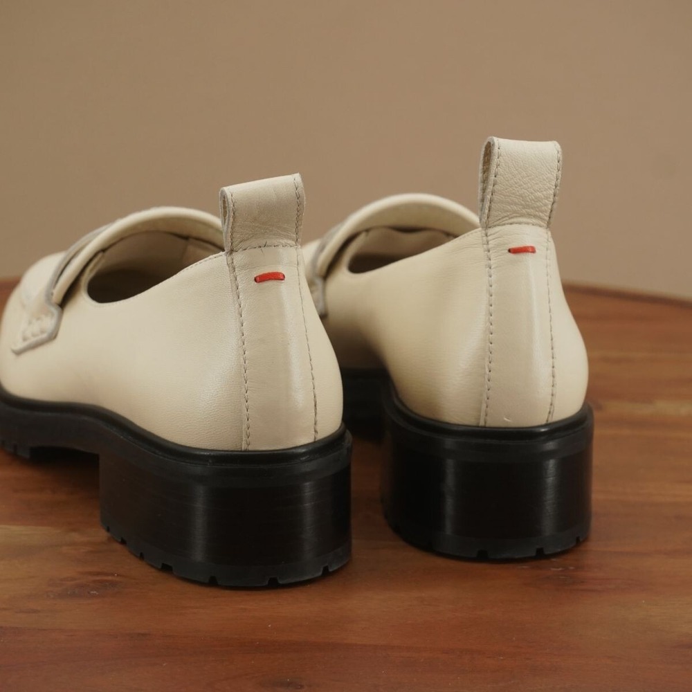 Aeyde Womens Ruth Penny Loafers Lug Sole cream White Leather Size 39 EU / 8 US - Picture 5 of 9